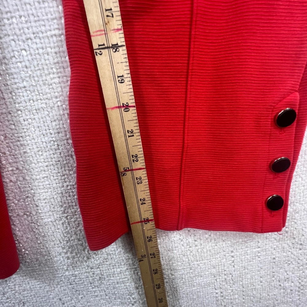 Ann Taylor Red High Waisted Flare Crop Trousers with Ankle Buttons Pintuck Seams - Picture 5 of 9